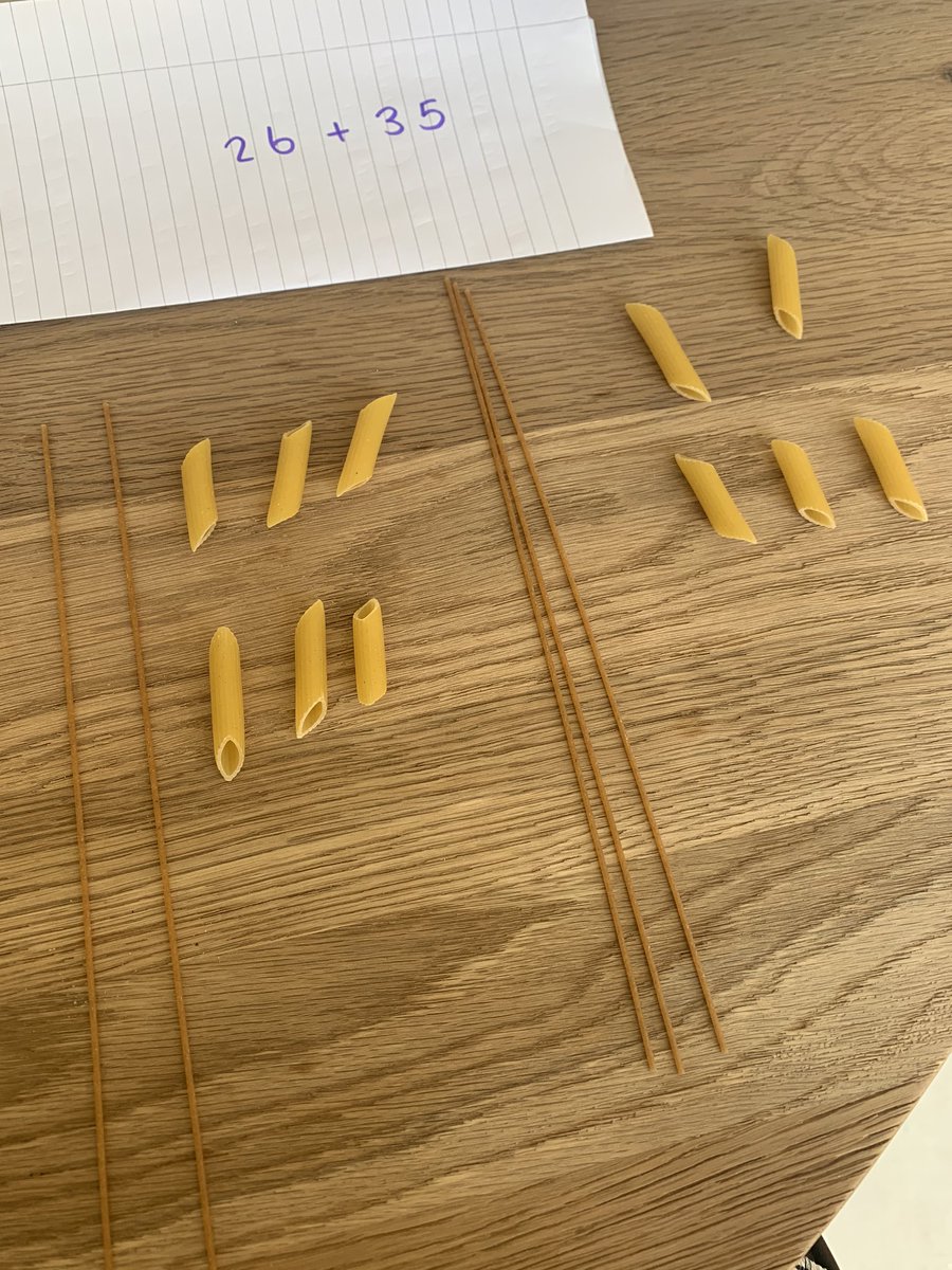 Pasta representations for tens and ones #CPDAthome @WhiteRoseMaths