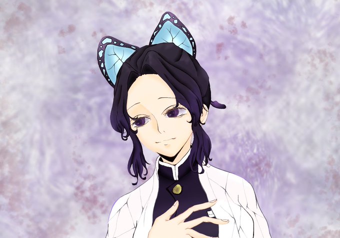 もろ。さんがTwitterに投稿した胡蝶しのぶ(鬼滅の刃)のイラスト。