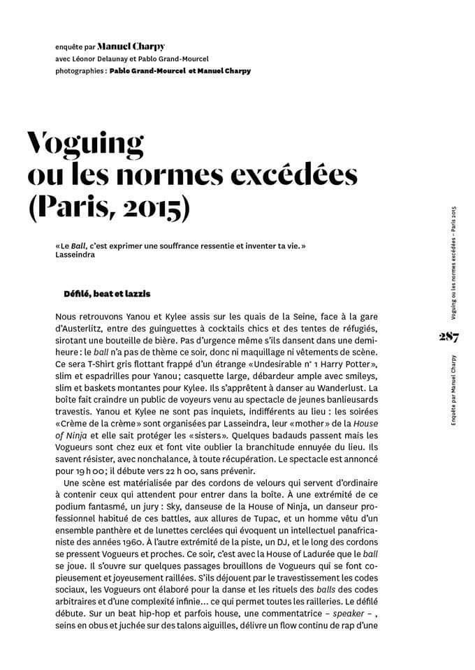 PatriceDUP's tweet photo. À RELIRE
PP. 286-307: #Voguing ou les normes excédées (Paris, 2015)
Publié dans le N°1 de #Modespratiques (épuisé), l’enquête de Manuel #Charpy est disponible au format PDF

https://t.co/AVq6cqML2c https://t.co/69TXwL3k0L