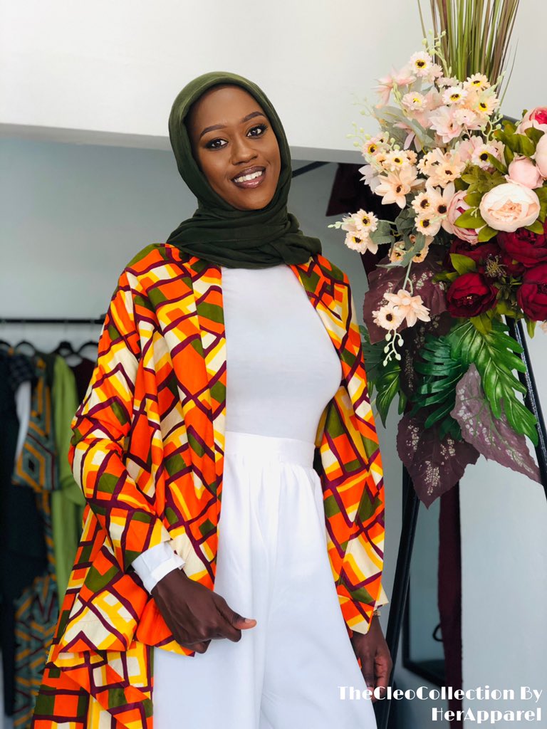 HerApparel_'s tweet photo. Meet SUE, an African print flare blazer ensembled with gathered pants. 

#TheCleoCollectionByHerApparel 
#GetWrappedUp #Hijab
#Modesty #gambianmade 
#ChooseHerApparel #capes #hijabstyle https://t.co/Lkeoh6LmEy