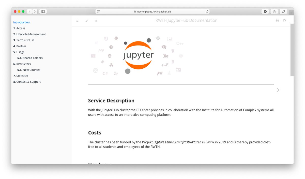 JupyterHub is a project launched by my Institute in cooperation with the IT Center of our university. We offer free to all the students and employees of RWTH Aachen University an interactive computing platform. <a href="/RWTH/">RWTH Aachen</a> <a href="/stv0g/">Steffen Vogel</a> @stlankes