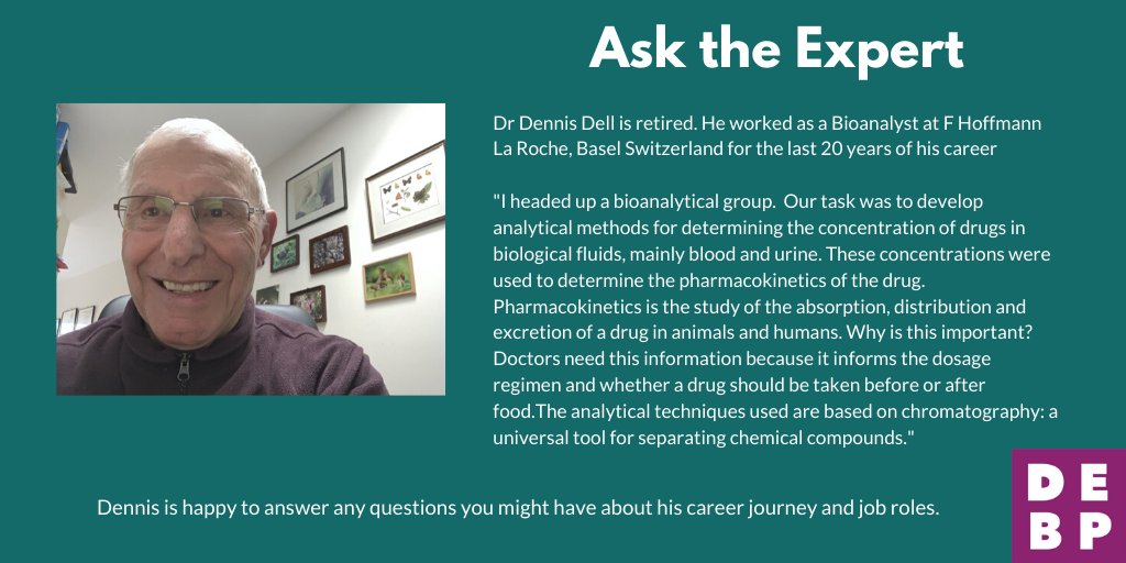 DEBP_STEM's tweet photo. #AskTheExpert Dr Dennis Dell was formerly a #Bioanalyst @Roche. Have you got any questions about his career journey and job roles? Comment or message us with your questions.

#STEM #Science #Chemistry #Bioanalysis #STEMatHome #homelearning #STEMAmbassadors #STEMed #Careers https://t.co/SeHvuORLeN