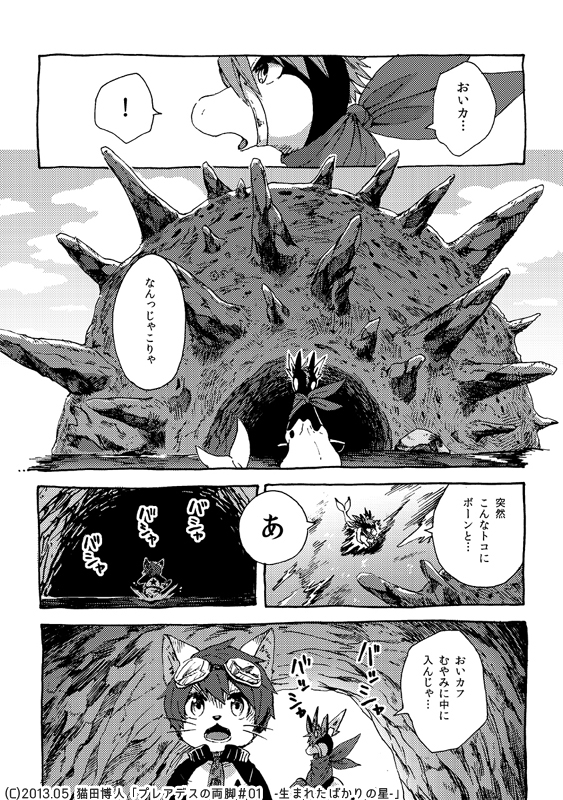 [創作] 猫少年とドラゴンが喋る岩と出会うマンガ(一話目)⑤ #プレアデスの両脚 