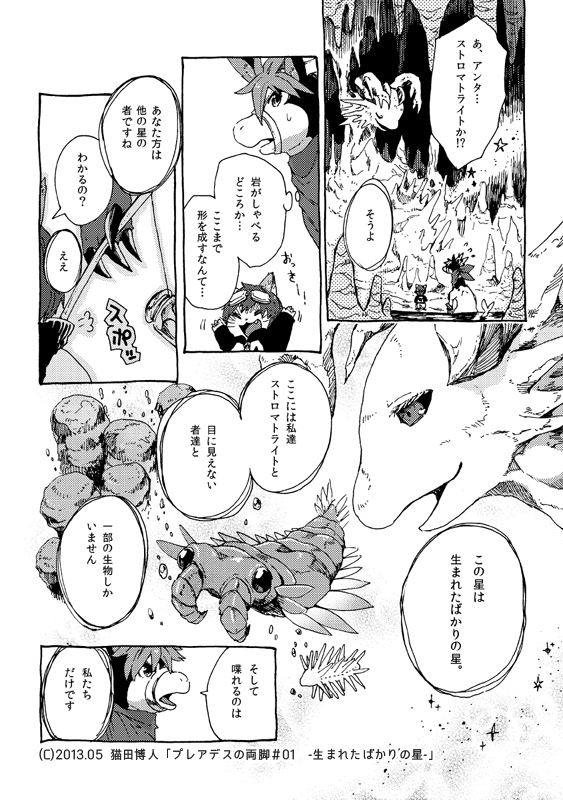 [創作] 猫少年とドラゴンが喋る岩と出会うマンガ(一話目)⑤ #プレアデスの両脚 