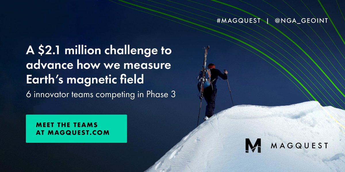 NGA_GEOINT's tweet photo. More than a billion people rely on the World Magnetic Model when they use their phone for navigation. #MagQuest is accelerating new ideas to increase the efficiency, reliability, and sustainability of geomagnetic data collection. Learn about the challenge: https://t.co/1ASJG1LEYm https://t.co/2P9AuiUlSU
