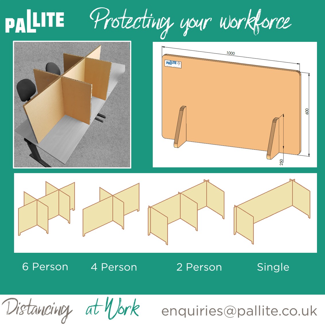 PALLITE's tweet photo. Available as a single desk partition or a multi-person divider, contact us today for pricing on your bespoke design.
Enquiries@pallite.co.uk
#StaySafe
#Supplychain
#socialdistancingatwork
#workingtogether https://t.co/sCYvaTQn5b
