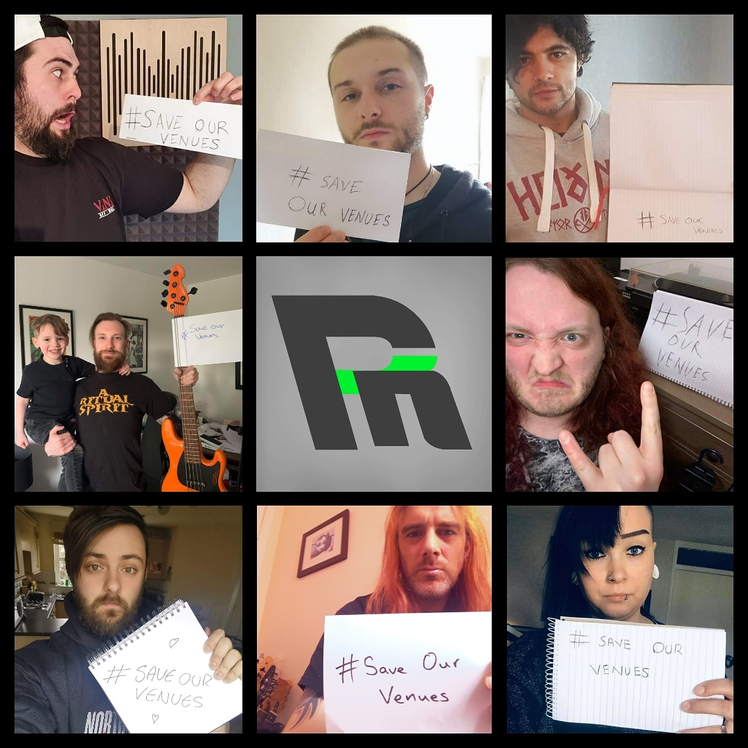 We're bringing our artists together all this week to push the #saveourvenues message 🤘🔥 This collage fts artists from @Neshiima <a href="/ArcArrival/">Arc Arrival</a> <a href="/dmstweetz/">DMS</a> @nocturnewulf <a href="/SRShakedown/">Salt River Shakedown</a> <a href="/NRTHSHRE/">Northshore</a> <a href="/aritualspirit/">A Ritual Spirit</a> ❤ saveourvenues.co.uk