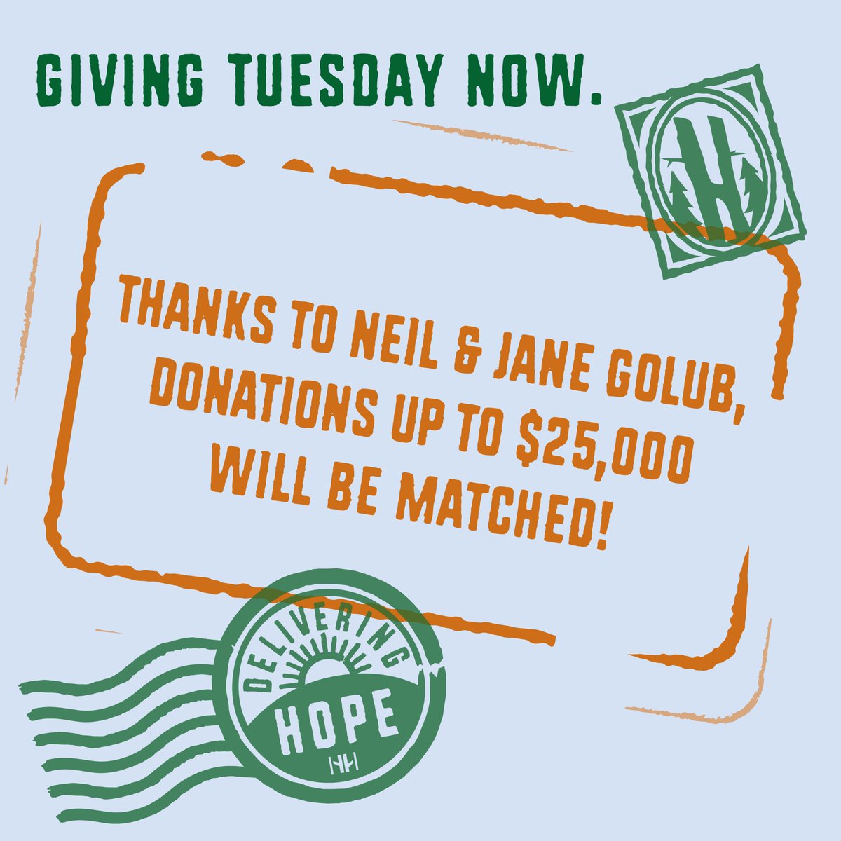 #GivingTuesdayNow is here! Join us in Delivering Hope to our campers and families this summer. All donations up to $25,000 will be matched by Neil &amp; Jane Golub, so your donation can make 2X the impact! &gt;&gt; fundraise.doublehranch.org/deliveringhope
