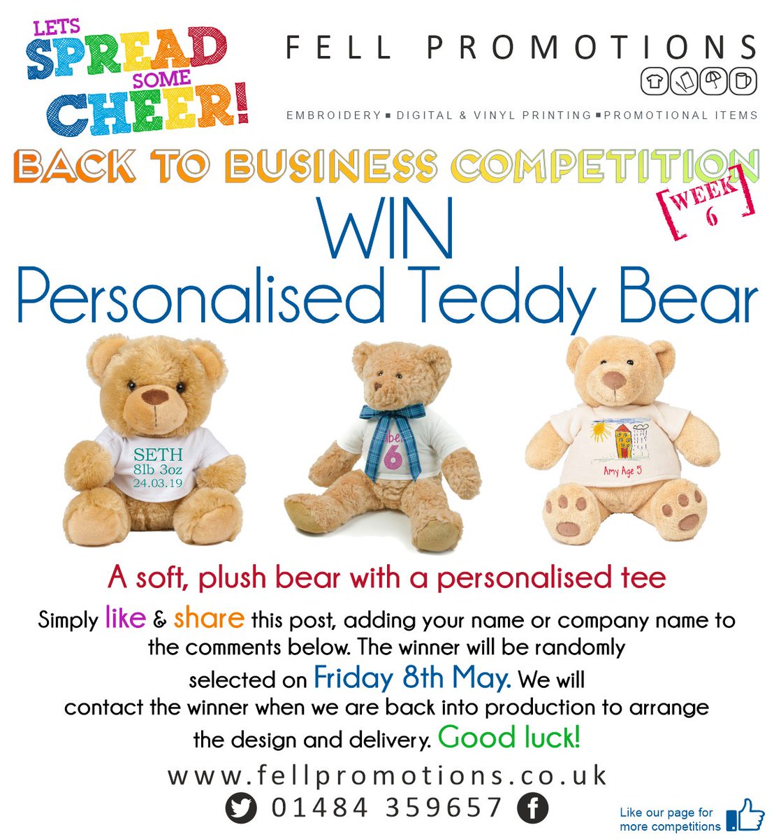 WIN A PERSONALISED TEDDY FOR YOU, YOUR KIDS OR A LOVED ONE!
Simply LIKE, RETWEET &amp; TAG the people you'd like to hug most after lockdown! #lockdownfun #competition #print