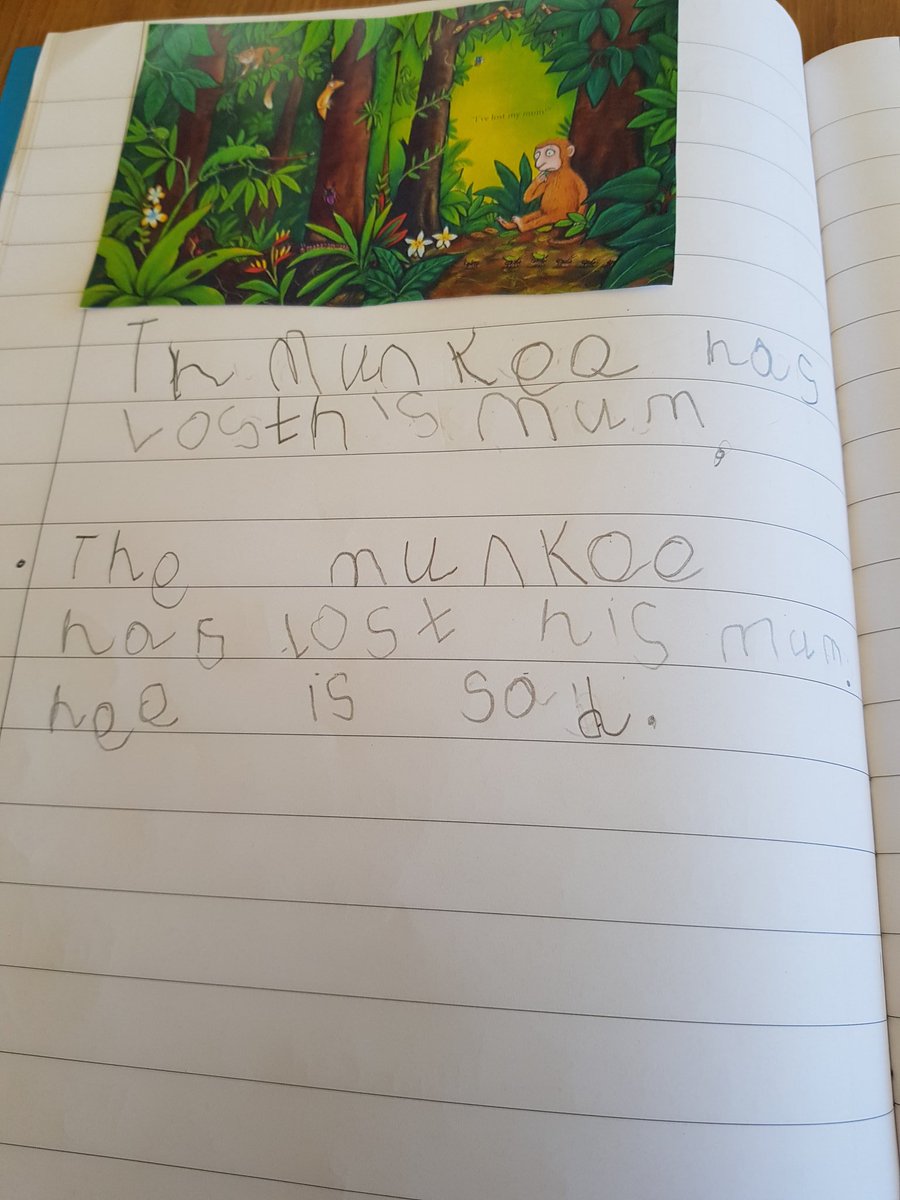 bethdaisyviolet's tweet photo. @MuchwooltonFS Daisy loved listening to Miss Cole reading Monkey Puzzle. We read it again with our own book and Daisy then wrote some sentences. It really motivated her seeing Miss Cole. Thank you!!! https://t.co/gk0NcOVczT