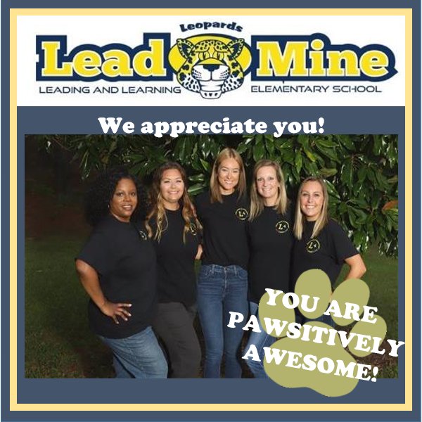 Lead_Mine's tweet photo. Thanks to our First Grade Team who help our kids walk tall with confidence and kindness each day! You really are amazing! #TeacherAppreciationWeek #ThankAWCPSSTeacher #LeadMineStrong #FirstGradeRocks
@ALLISONFabFirst @KWatsonsKiddos @Hodgesfirsties @JamiDurocher @Hunters1stGrade https://t.co/gRKwOAiUps