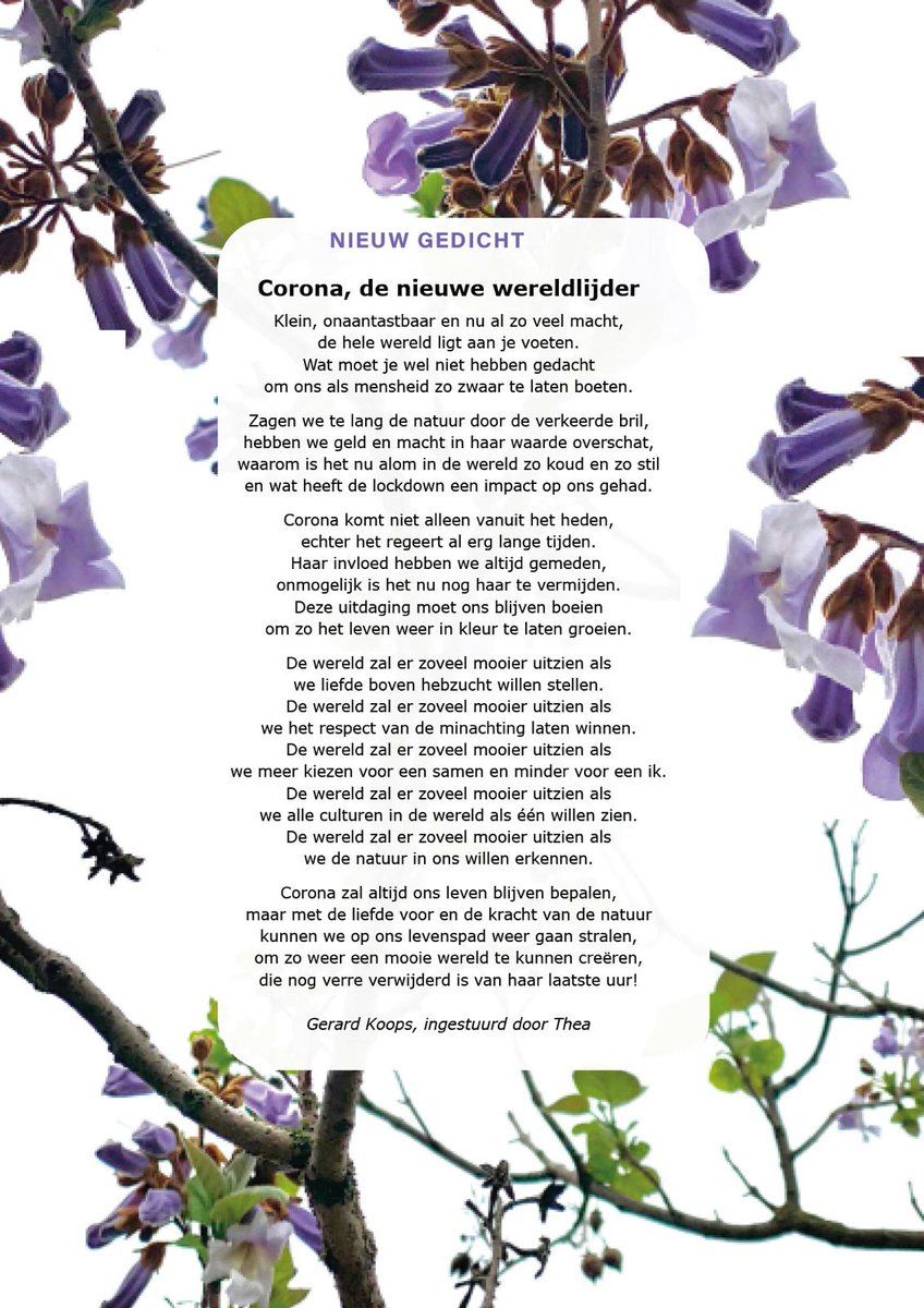 Thea stuurde dit mooie gedicht van haar vader Gerard Koops in...