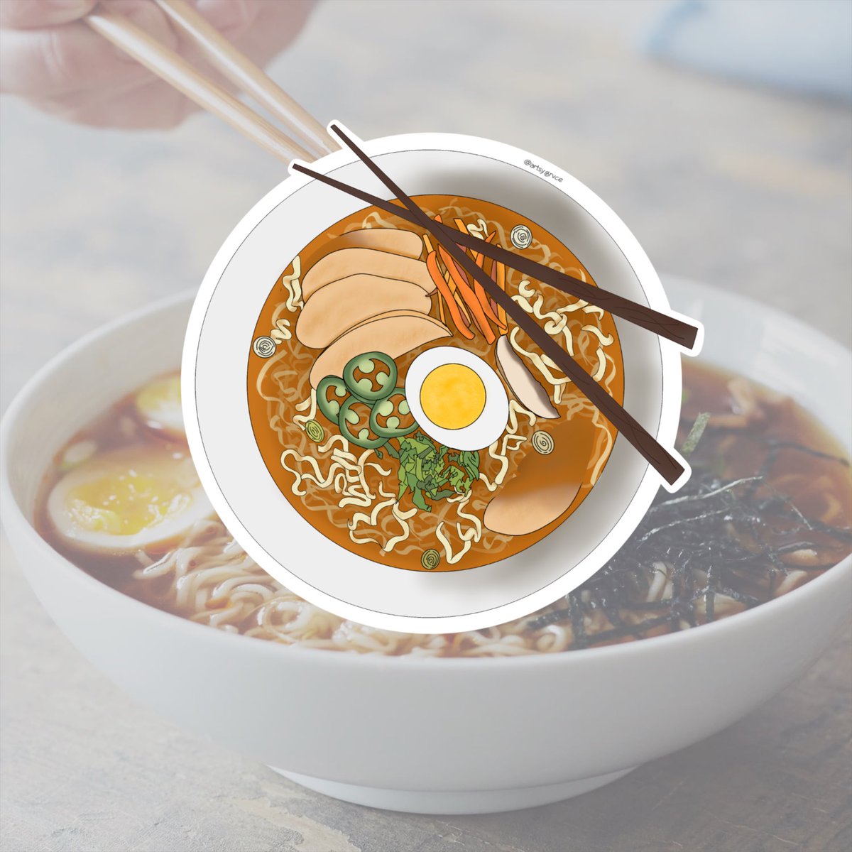 readwgrace's tweet photo. Made a ramen sticker that’s kinda cute 🤔 https://t.co/E8XGmBHH2L