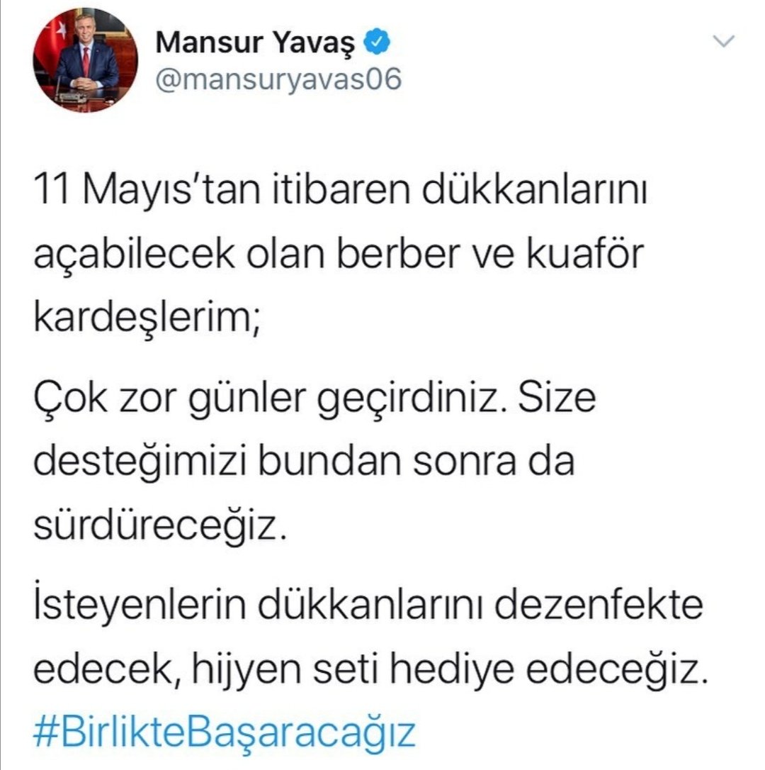 16 Mart itibari ile internet kafelerde kapalı başkanım. Kuaförler kaçak evlerde dükkanlarda traş etti ve ediyor. Ama kafeciler berberlerin öncesinden beri 1 kuruş kazanamıyor. Bilginize. <a href="/mansuryavas06/">Mansur Yavaş</a> <a href="/AlperTasdelen06/">Alper Taşdelen</a>