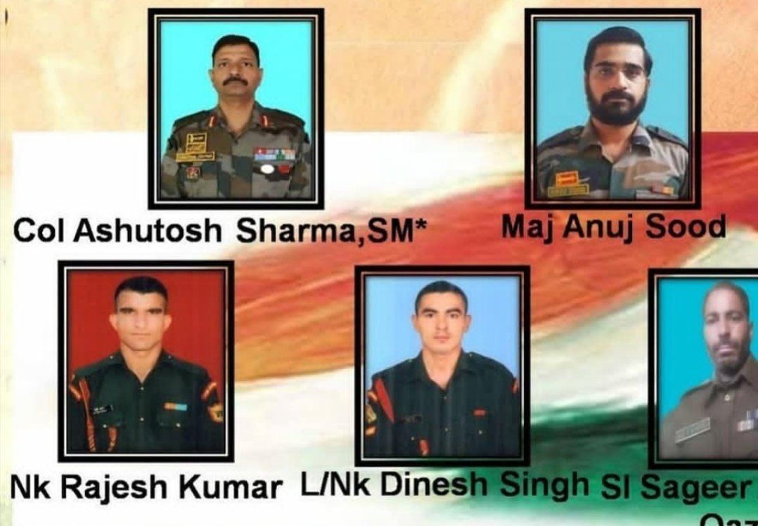 Janvi1312's tweet photo. A huge loss for our nation. This 5 brave heart sacrificed their lives during an anti terror operation in a hostage situation. Rest in peace. The nation will never forget and always keep this five in their hearts for their supreme sacrifice.😑😑😓🙏❤🙏❤😓😓 https://t.co/rhCUwEWEjo