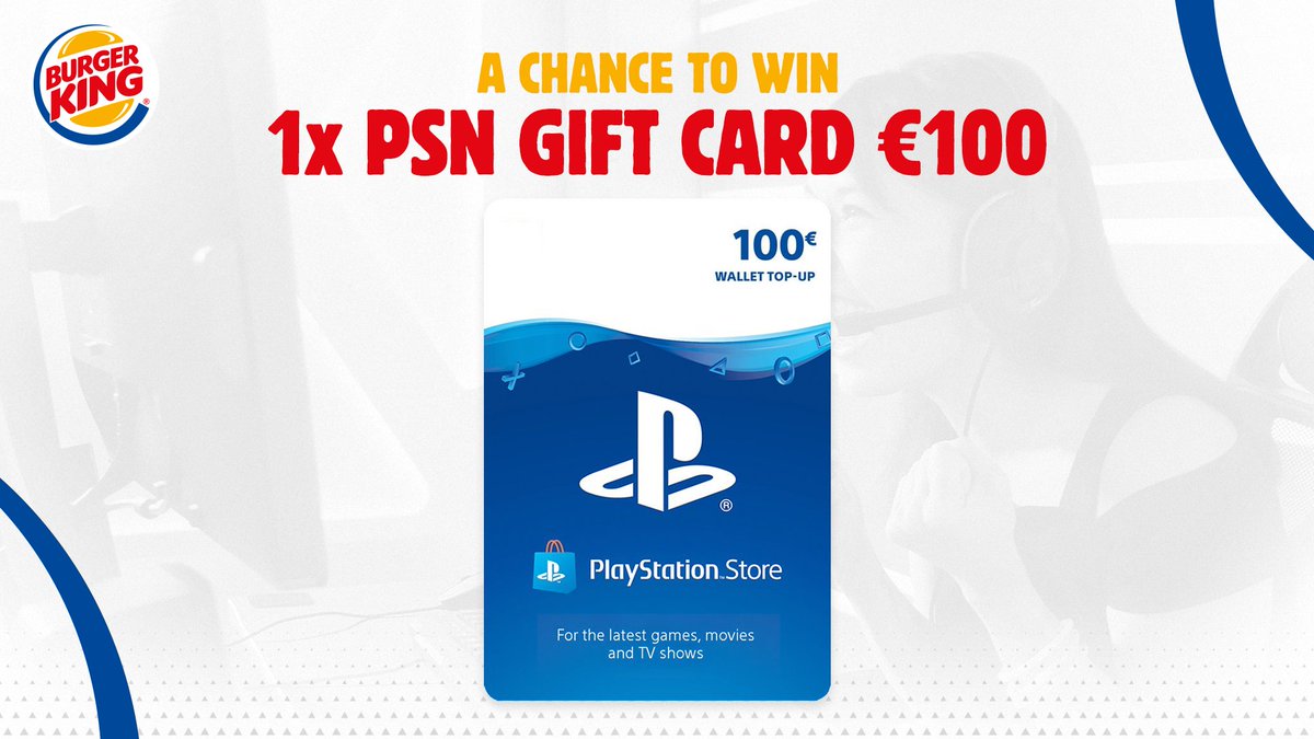 WIN this €100
<a href="/PlayStationBE/">PlayStation België</a>
PSN voucher card

1️⃣  Follow 
<a href="/BurgerKingBE_GG/">Burger King Belgium Gaming</a>

2️⃣  RT this post

Competition lasts until 10/5/2020 23h59

#giveaway #games #playstation #gaming #PS4