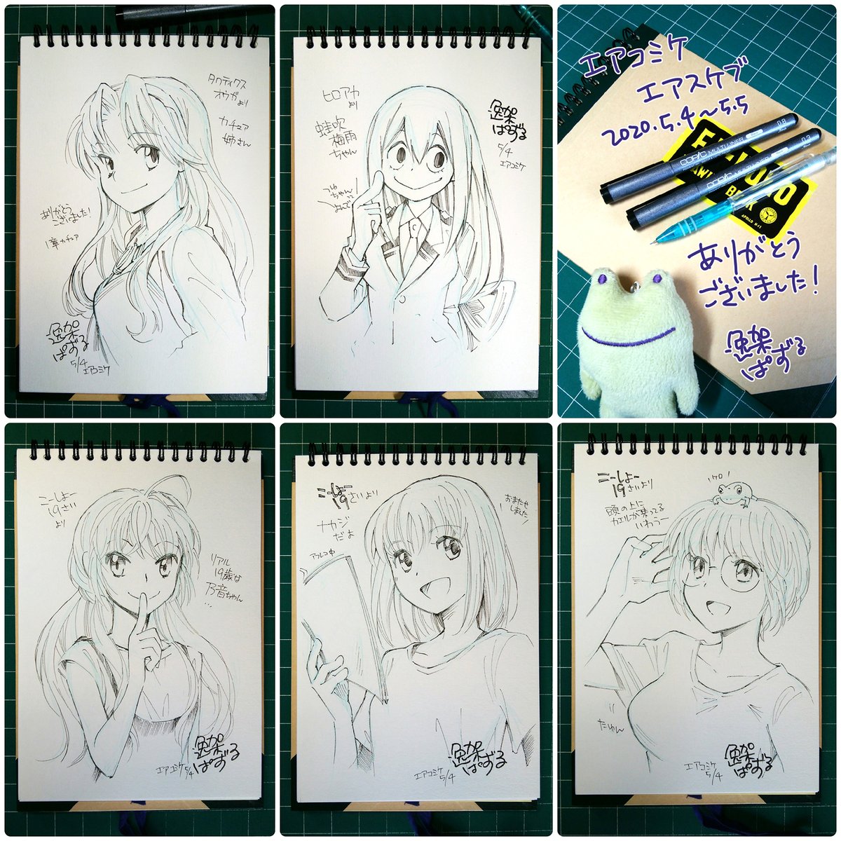 「エアスケブ(翌日お届け)11枚目ラスト! 『こーしょー19さい』頭の上にカエル乗ってるいわうー! ありがとうございました」逸架ぱずるの漫画