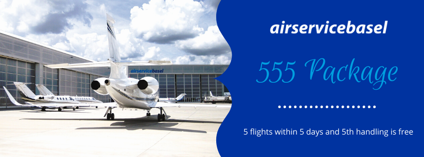 AirServiceBasel's tweet photo. Air Service Basel launches ‘555’ promotion to help operators during the coronavirus pandemic. The 555 package signifies that operators can make 5 flights within 5 days with the 5th handling and parking free. https://t.co/ypzym0w0pL https://t.co/t5WkevDbaf