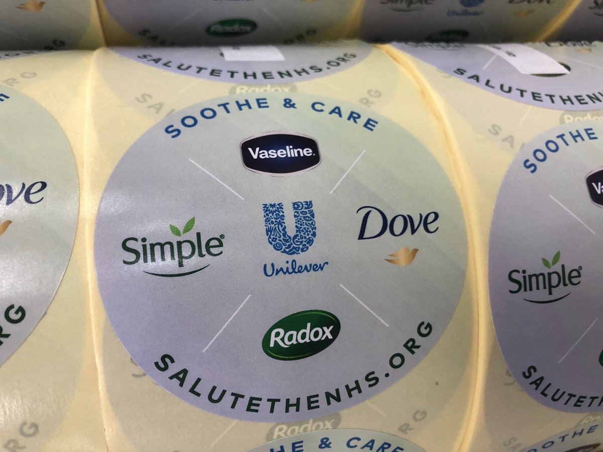 We produced 55000 lovely Soothe and Care labels FOC designed by @HunterDesign_UK for the <a href="/SaluteNHS/">SalutetheNHS</a> campaign with Unilever.