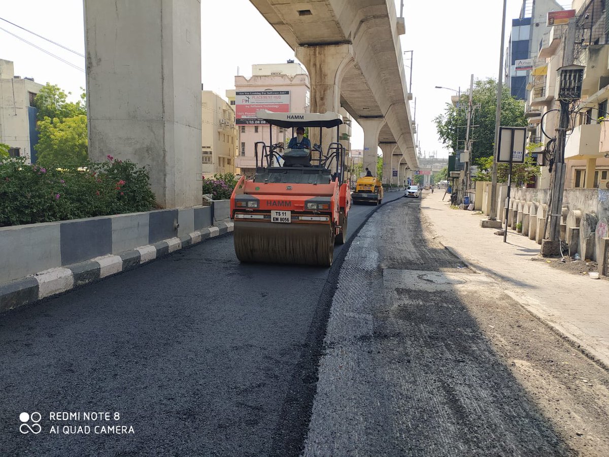 B.T Roads taken up by GHMC under Comprehensive Road Maintenance Programme (CRMP).Goods shed road, Thorrur Cross Roads to Sai Baba temple, Sarathi Studio to Universal Restaurant.