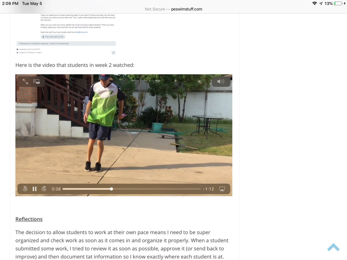 PEswimstuff's tweet photo. Online/distance unit - Movement Composition. Week 2 update with plans, instructions, reflections and videos. If you are looking to run a unit online, this is working! https://t.co/ejGLxZSxF4 #HPEatHome #PhysEd #onlinelearning #pegeeks #vislao https://t.co/NNZdilb2GJ