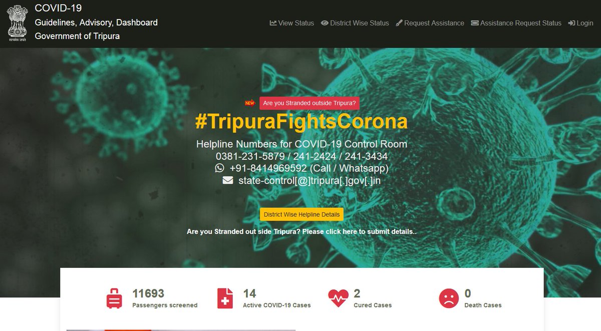 Tripura portal for registering request for return from different states- pl register at covid19.tripura.gov.in