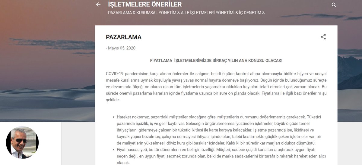 “FİYATLAMA  İŞLETMELERİMİZDE BİRKAÇ YILIN ANA KONUSU OLACAK!” başlıklı yazım cemalyukselen.blogspot.com’da