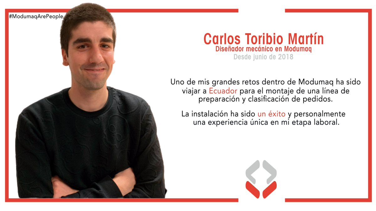 Modumaq's tweet image. 😎¿Cuánto sabes del #talento que tenemos en #Modumaq?

Carlos Toribio, diseñador mecánico, es el crack que realiza los diseños y elabora los planos en Autocad de máquinas y estructuras para su fabricación y ensamblaje.

#ModumaqArePeople #ATMAutomation #RollingOnInterroll