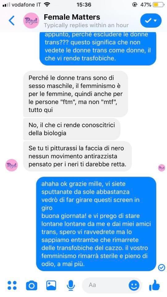 rituximab3's tweet photo. Lo screen è di Laetizia Claudine su Facebook. Diffondete e unfollowate quella pagina di merda. #FemaleMatters https://t.co/QBMXf3gnIw
