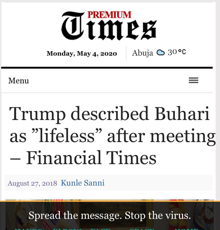 MaziNnamdiKanu's tweet photo. When US President, @realDonaldTrump disgustingly called ‘Buhari’ LIFELESS, it was a CODED message that the character that went to the White House was not ‘Buhari’ but a FAKE, propped up with plastic surgeries &amp; face mask.
#JubrilAlSudani https://t.co/h0vK5F67hB