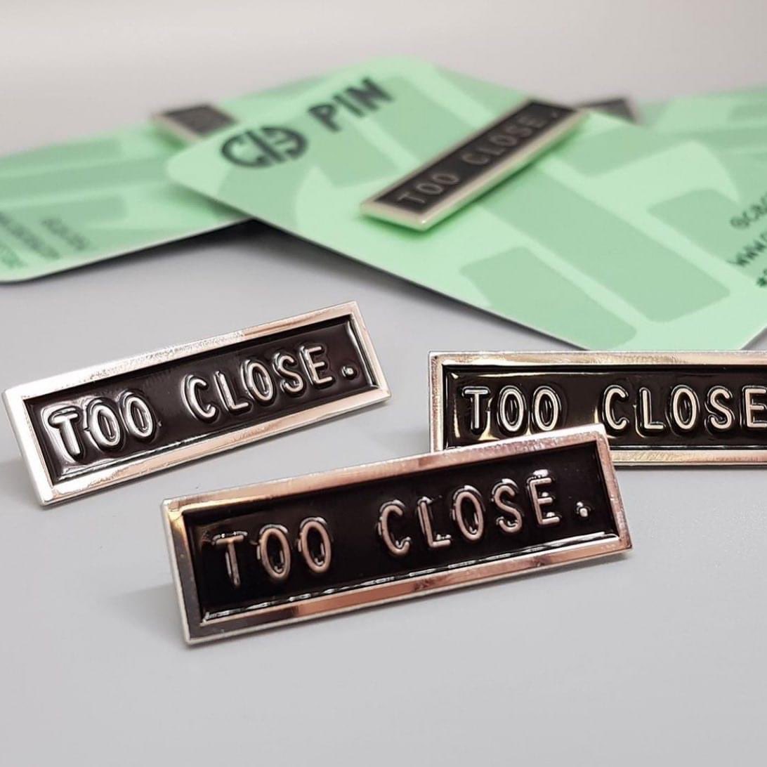 sandyrhall's tweet photo. In times like these we should have made these pins bigger... #tooclose #2metres #cibcrew get yours at https://t.co/xgricZ9HFw https://t.co/tZ2sEOd8Hk