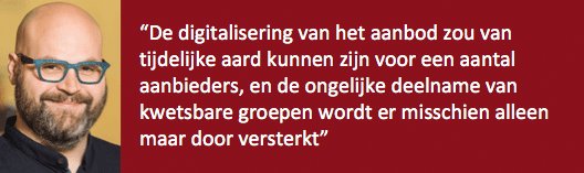 Digitalisering van het sportaanbod tijdens de coronacrisis kan van tijdelijke aard zijn, maar kan ook beklijven en onderdeel worden van het reguliere aanbod. De verwachtingen hierover van lector Steven Vos lees je hier &gt; bit.ly/3b3GJX3