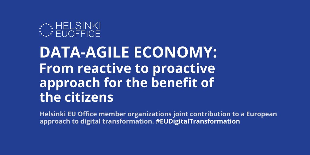 We need a transition to #DataAgileEconomy where digitalisation and data can be used proactively for the benefit of the citizens. Our member organisations call for this in their joint contribution published today. 1/5 
Full paper: bit.ly/2SBsRg2
#EUDigitalTransformation