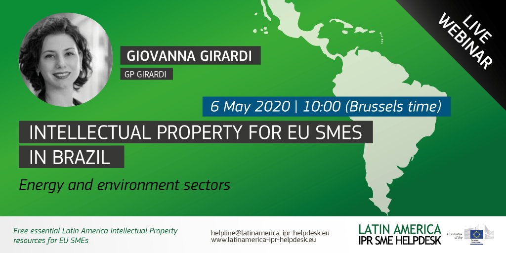 latinamericaipr's tweet photo. Are you an #SME or #entrepreneur doing business in #LatAm? Join us tomorrow to learn more about the registration and enforcement of IP Rights in #Brazil 🇧🇷 focused on the #energy and #environment sector.
⏰ 10:00
REGISTRATION ➡️ https://t.co/TVlVgG7GP7
#greendeal #WoldIPDay https://t.co/30tDp4581D