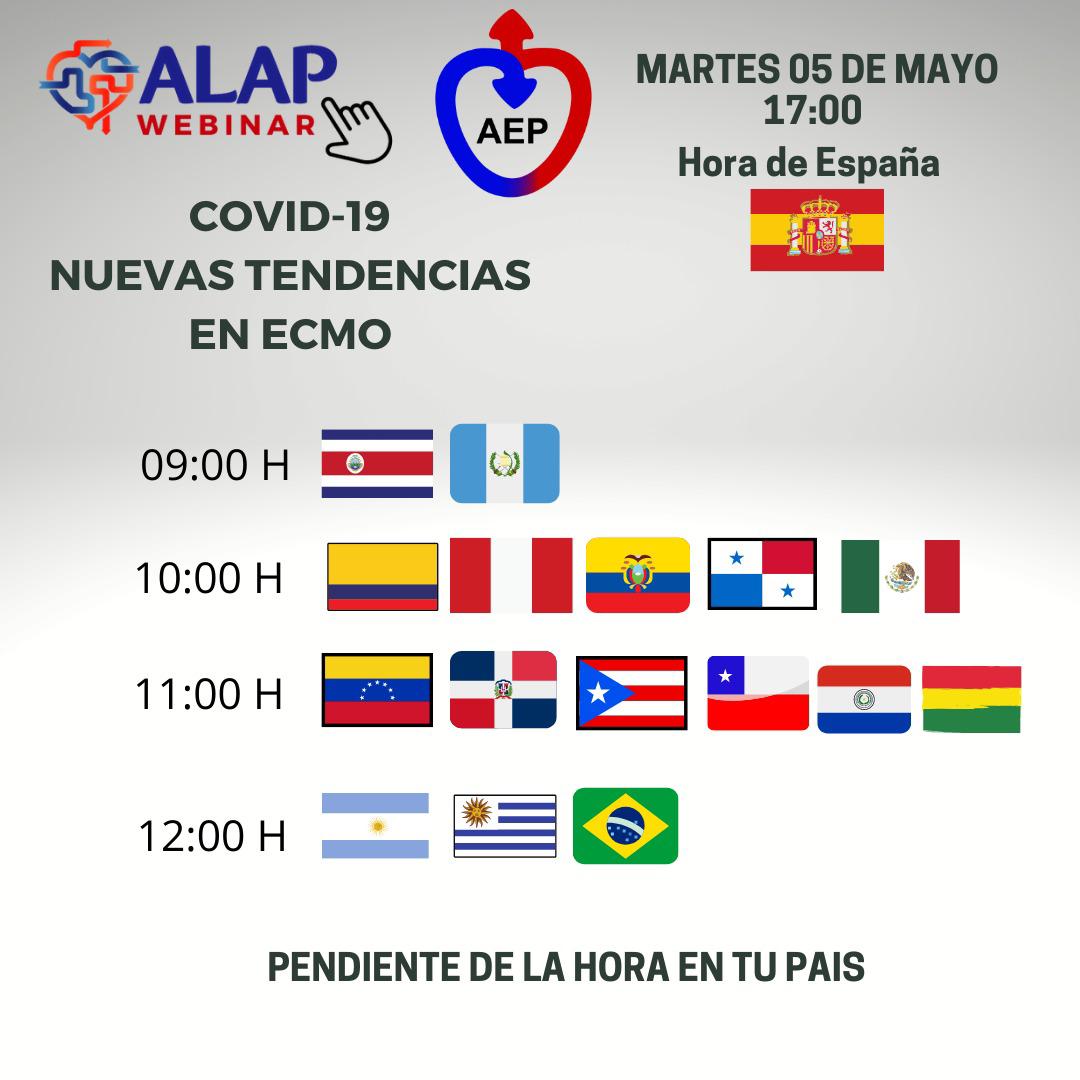 Esta tarde seminario web «COVID-19 NUEVAS TENDENCIAS EN ECMO» con los doctores Mestres y Supady y los perfusionistas Juan Blanco y Cándido Cerca.

Organizan AEP y ALAP. 

Inscripción gratuita e imprescindible aquí: us02web.zoom.us/webinar/regist…