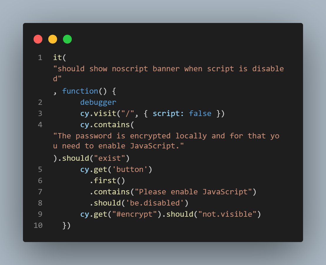 pkursawe's tweet image. Want to test how or if your website works without javascript? (I know its unpopular in times of SPA)

Maybe possible using @Cypress_io and some hackery #scriptless #nojavascript #nojs #javascript 

Track the ongoing effort here: github.com/cypress-io/cyp…