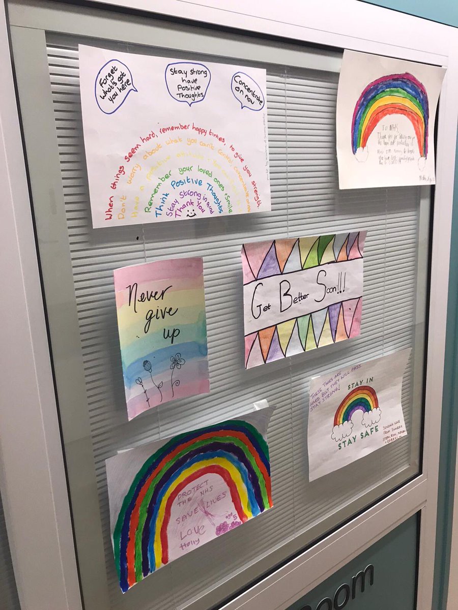 K_and_R_NHS's tweet photo. Thank you to residents of the Sunray Estate in Tolworth for your wonderful donations of rainbow artwork to brighten up the wards 🌈 https://t.co/BFwaxjYdxm #ThankYou https://t.co/9iXWC9ABGw