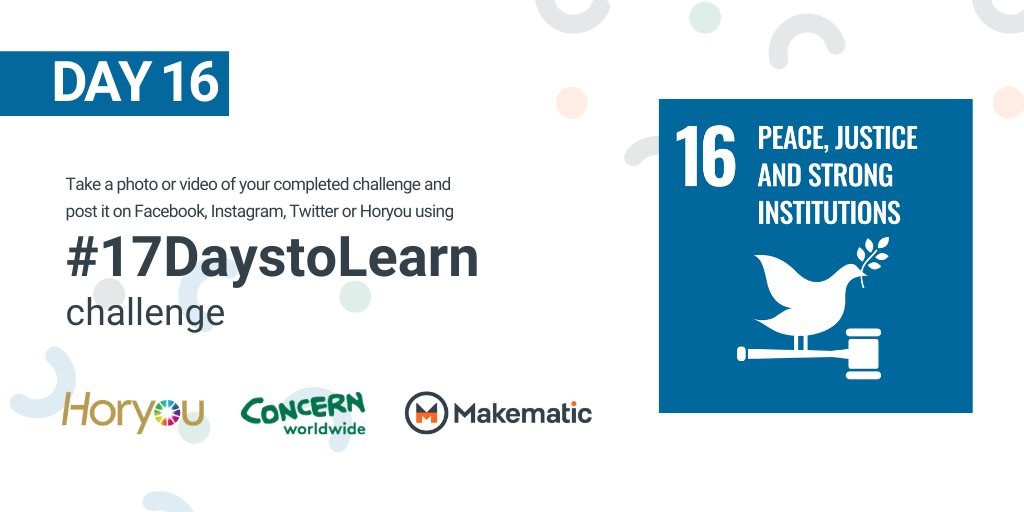 MakeMatic's tweet photo. 🔸CHALLENGE 16 of the #17DaystoLearn is now LIVE🔸

Head to the website 👉https://t.co/yUX6gVWYQx👈 to see the challenges for #SDG16

One of the challenges is learning how to make origami peace cranes and if you're super eager, why not make 100 of them! 
#SDGs #GlobalGoals https://t.co/oODp2cBjMa