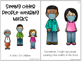A lovely little resource to share with children who are feeling anxious or weary due to seeing people wearing masks. (230/n)  https://www.autismlittlelearners.com/2020/04/seeing-people-wearing-masks-story.html