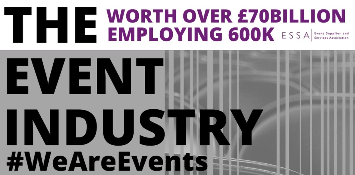 We are the events industry: an industry worth over £70bn, employing 600K. We will reignite the UK economy and reunite the people, but we need immediate support and protection. essa.uk.com/covidsupport <a href="/rishisunak/">Rishi Sunak</a> <a href="/BorisJohnson/">Boris Johnson</a> <a href="/HuddlestonNigel/">Nigel Huddleston MP</a> <a href="/HuwMerriman/">Huw Merriman</a> #WeAreEvents #eventprofs