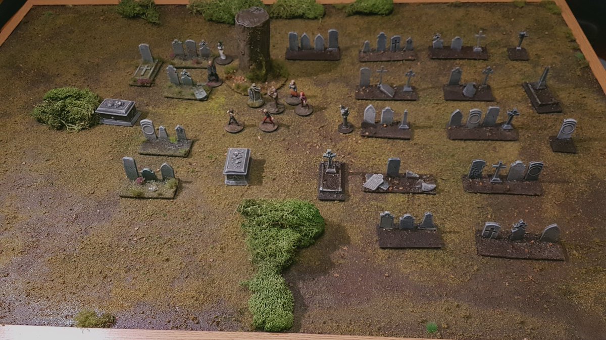 Graves now have dirt, just need dry brush and flocking. Board coming along nicely.