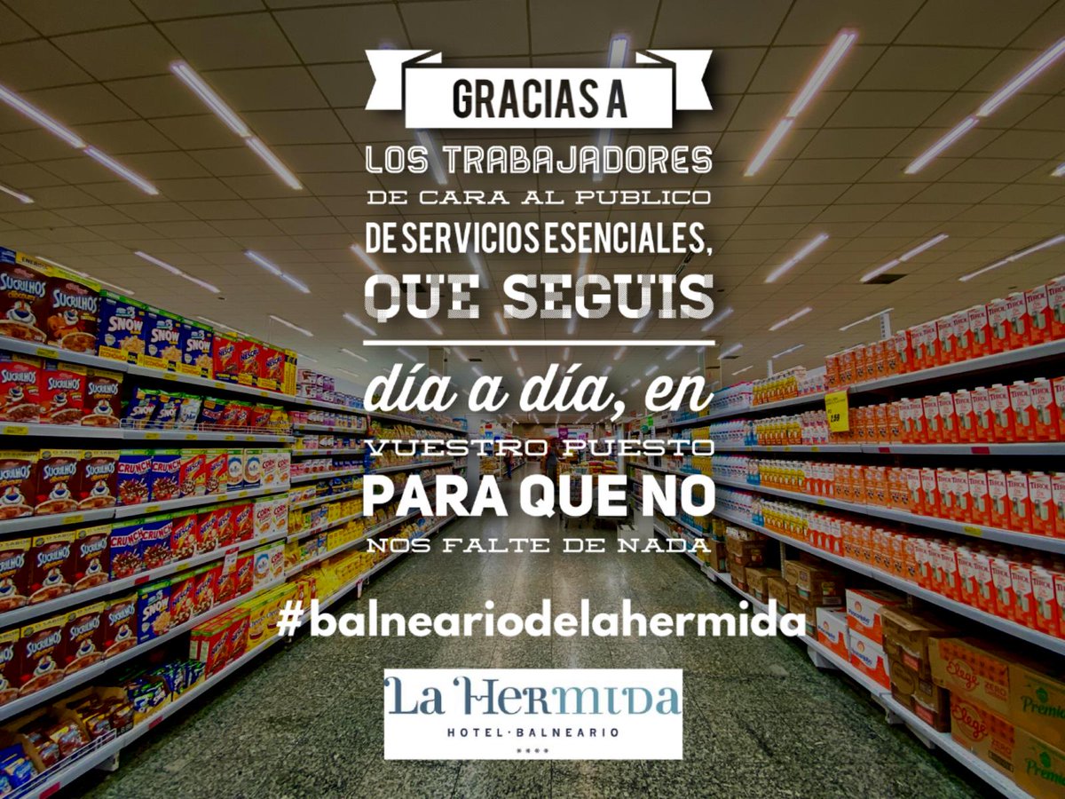 balneariohermid's tweet photo. Gracias a los trabajadores de cara al publico de servicios esenciales QUE SEGUIS DIA A DIA EN VUESTRO PUESTO PARA QUE NO NOS FALTE DE NADA
#balneariodelahermida
#bonossolidarios
#termalbox
#salvemosalturismo
Bonos al 50% 2 años de validez en https://t.co/NO2MRCLOFs https://t.co/sdkmNmKuMK