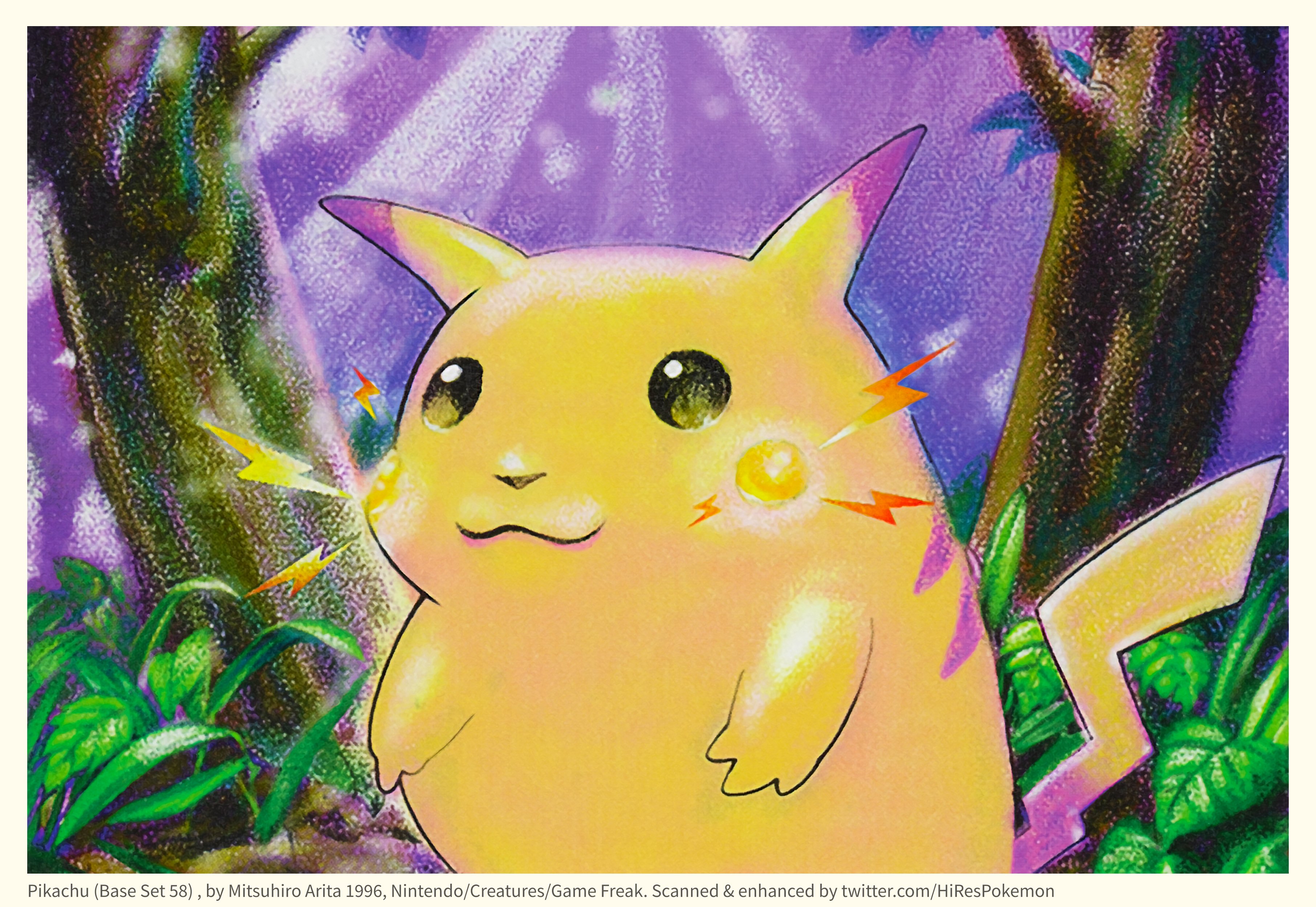 Hi-Res Pokémon! - Rescuing official Pokémon Art! on X: First iconic  illustration of Pikachu card, published as part of the Base Set (TCG) in  1996! 😍  / X