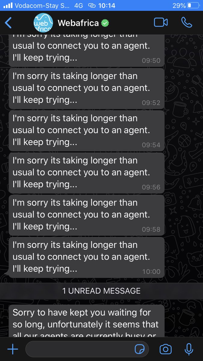 onemanparsons's tweet photo. @webafrica hey, my fibre is down :/ no luck trying to reach support via email, Whatsapp or telephone today. What's a guy to do? https://t.co/qlO97Tko1M