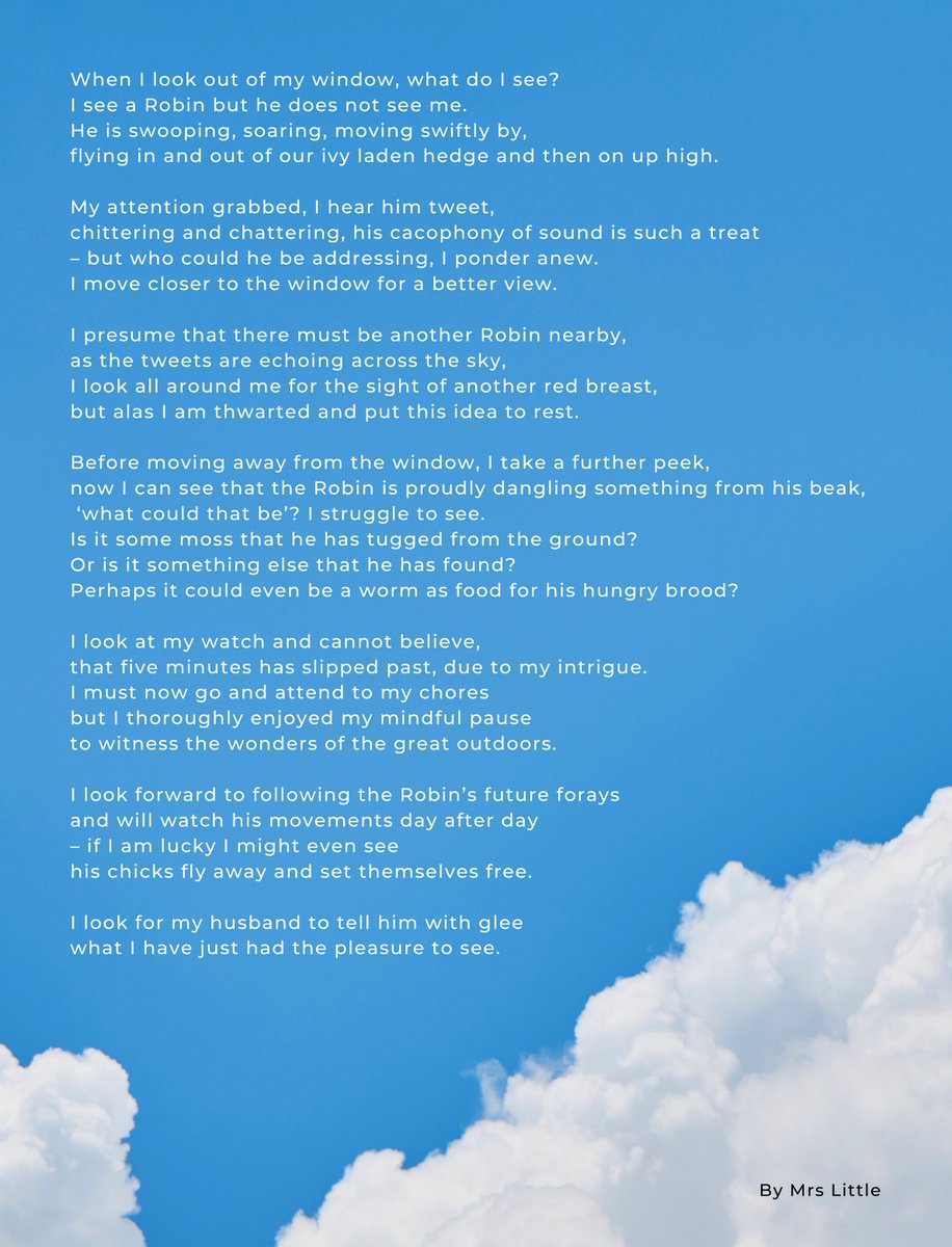 QASCaversham's tweet photo. 🏡🖊Our next fantastic entry to our poetry competition comes from Deputy Head - Teaching and Learning, Mrs Little 🖊🏡 #QASEnglish #Poetry #AViewFromMyWindow https://t.co/aSXWwedPIr