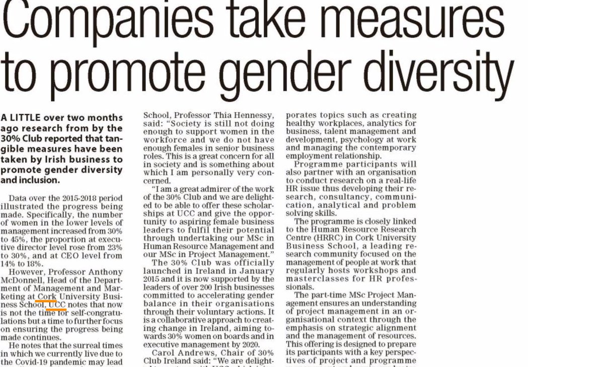 HealyComms's tweet image. The surreal times in which we live may lead to a disproportionately negative impact on females. 
@amcdonnell_hrm @CUBSucc @cipdireland  

Interesting piece @echolivecork 
#womeninbusiness #WorkPlaceReadiness #genderequity