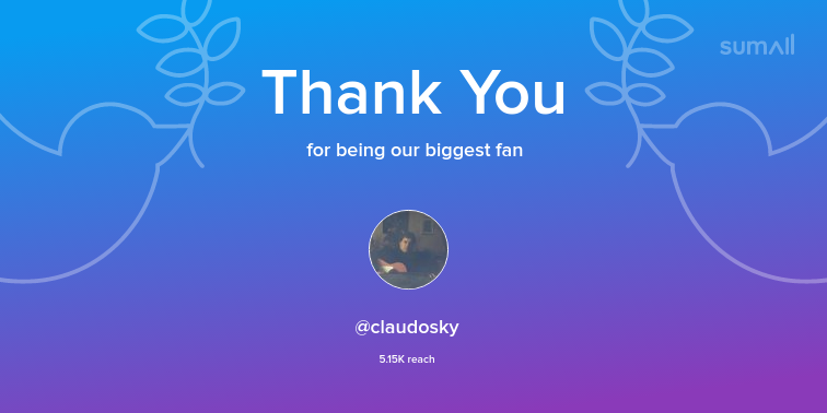 Our biggest fans this week: claudosky. Thank you! via sumall.com/thankyou?utm_s…