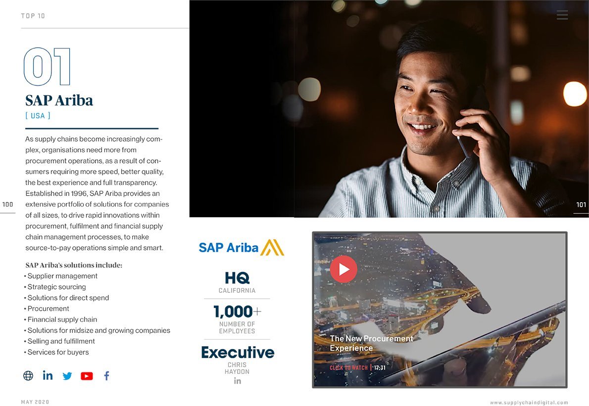 JamesMarland's tweet photo. There are so many rankings out there we've stopped participating in the many "pay to play" lists. So it's great that the highly credible @SupplyChainD has @SAPAriba at No. 1. 
https://t.co/nUjuX4GoV0 (pp. 100-101) https://t.co/SmQPVe4iuv