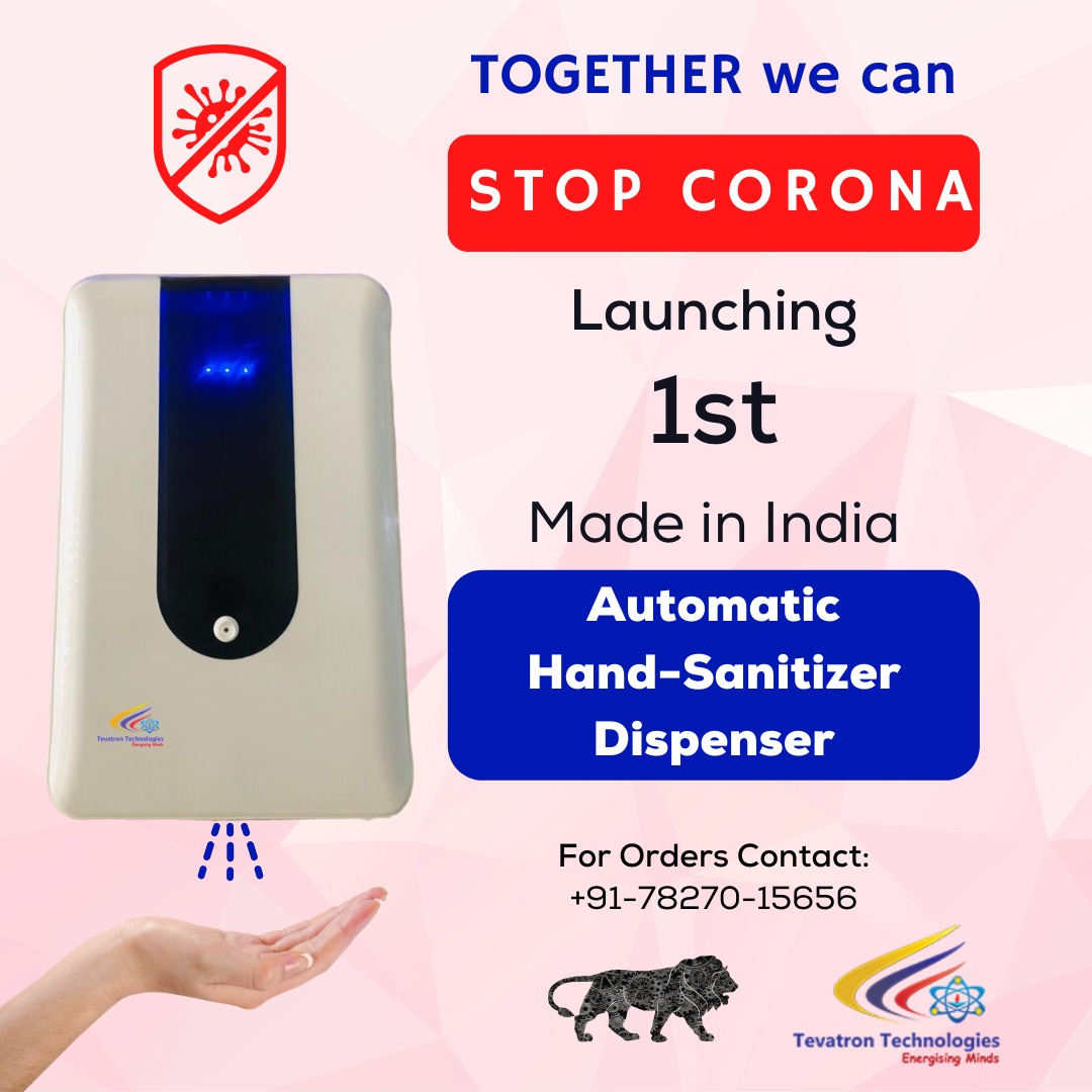 TevatronTech's tweet image. Fight to contain #COVID19 requires an Integrated, Approach from all Stakeholders. @TevatronTech, a Noida based Electronics Company, Launches an Innovative Product &quot;Contactless Automatic Hand Sanitizer Dispenser&quot; @MoHFW_INDIA @PMOIndia @drharshvardhan @NITIAayog @myogiadityanath