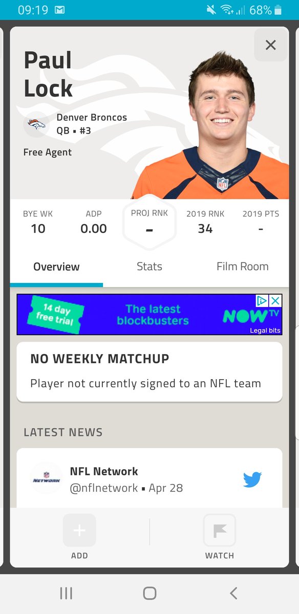 JoeKennelly's tweet photo. It seems that Drew has changed his name and become a free agent over night. @NFLFantasy https://t.co/uQVkyciGqu